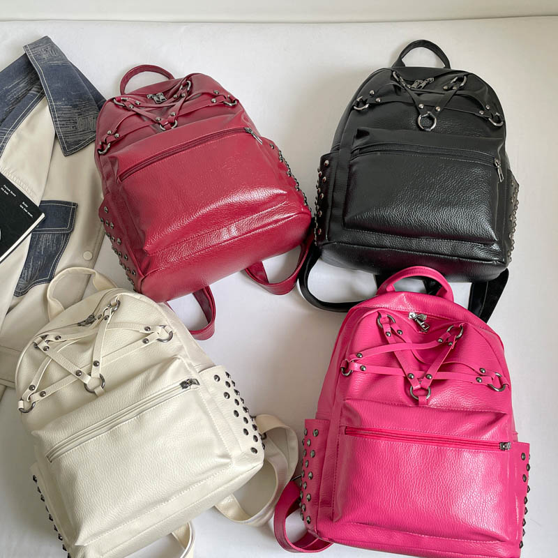 Women Bags College - Korean Fashion Y2K Punk Rivet Backpack