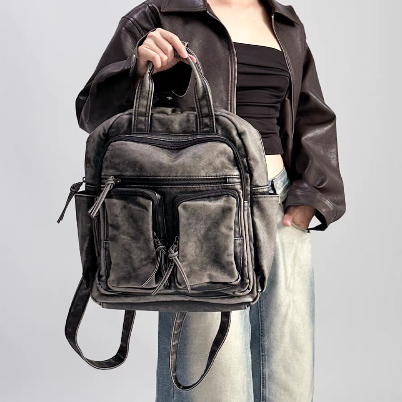 Women Bags College - Luxury Soft Washed Pu Leather Back