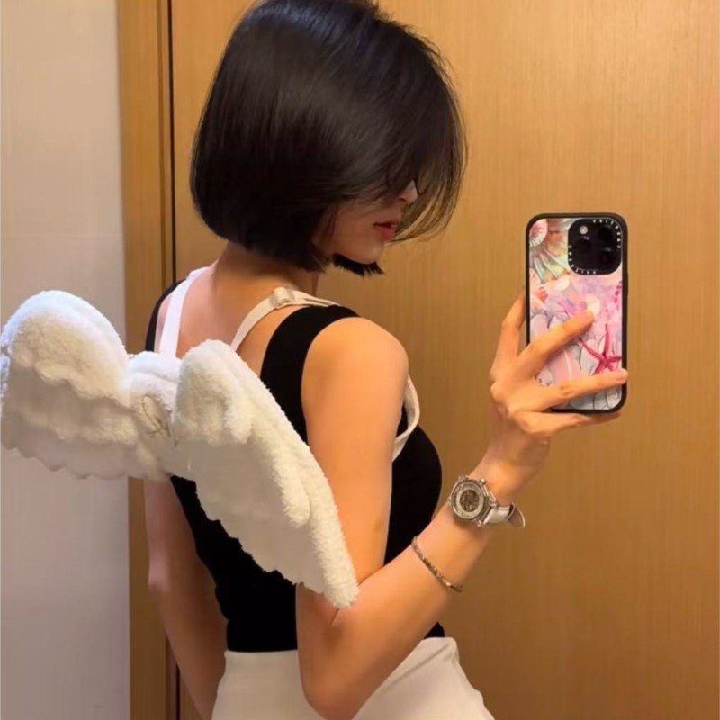 Women Bags White - JIAERDI Sweet White Angel Wing Backpack