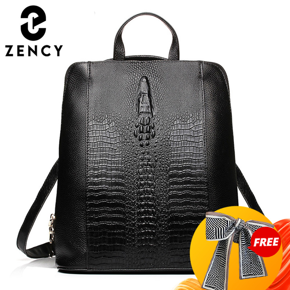 Women Bags White - Zency 100% Genuine Leather Knapsack Ladies