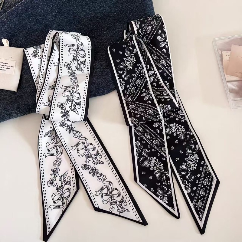 Women Bags White - Black White Double Sided Paisley Long