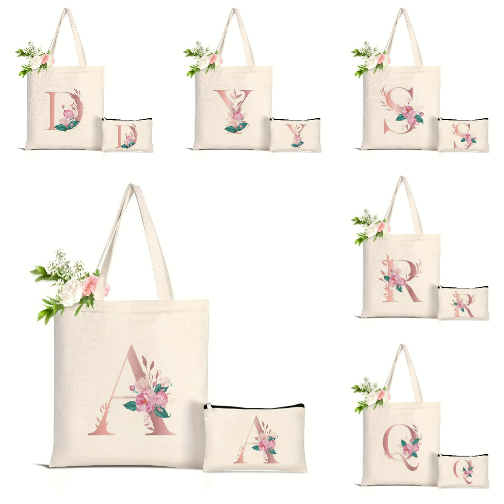 Women'S Yoga Bags - 1pc Floral Love Letter Print Tote