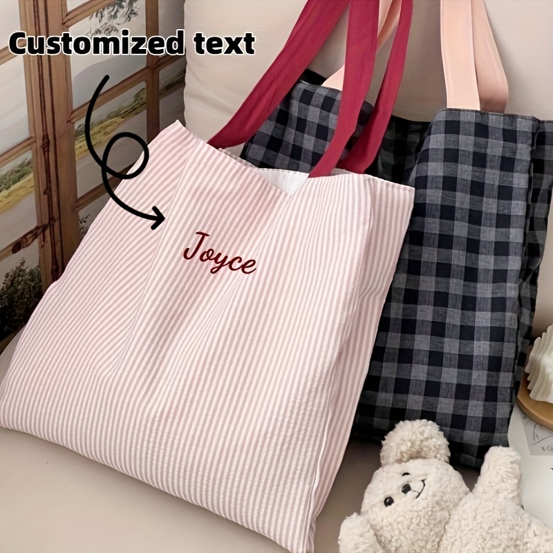 Women Bags Name - Custom Name Embroidery Tote Bag Women