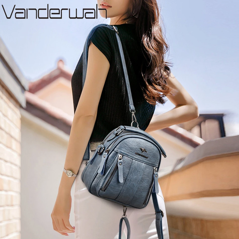 4 In 1 Leather Backpacks Multi - Mini Backpack Women ulasan dan harga