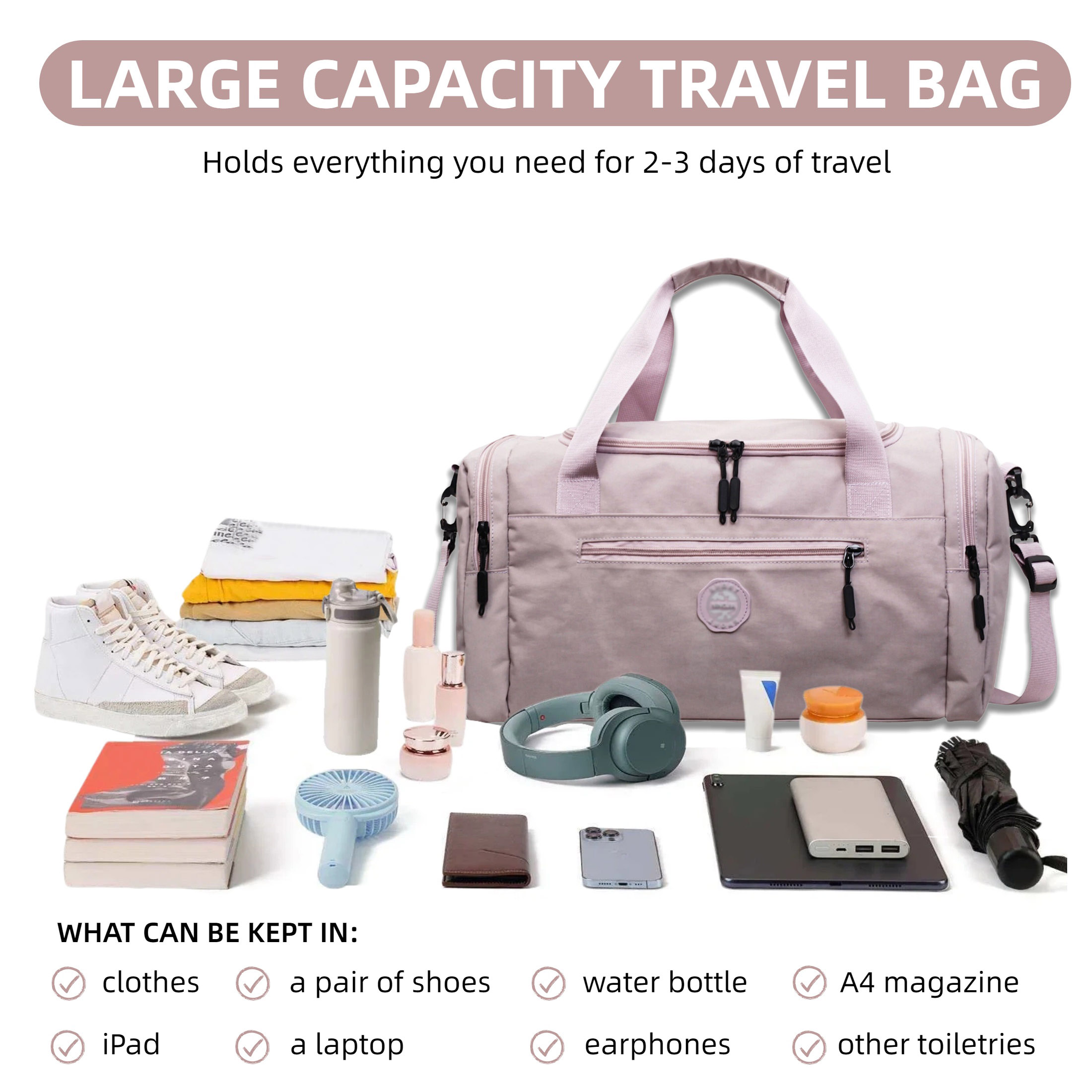 Large Capacity Weekender Overn - Women'S Yoga Bags ulasan dan harga