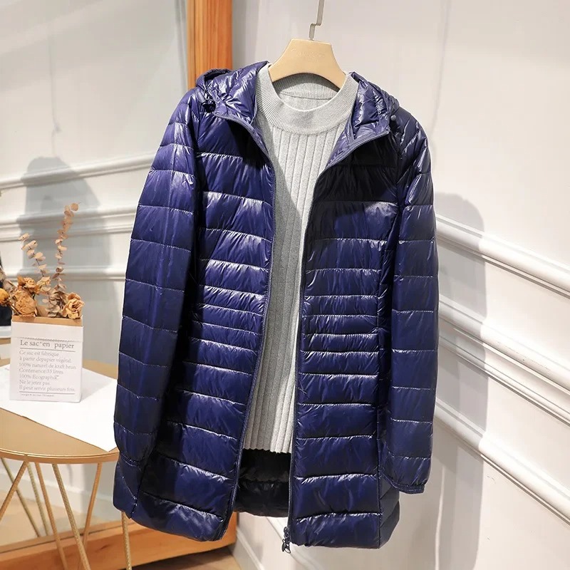 Female Long Down Jacket Light  - Women Bags White ulasan dan harga