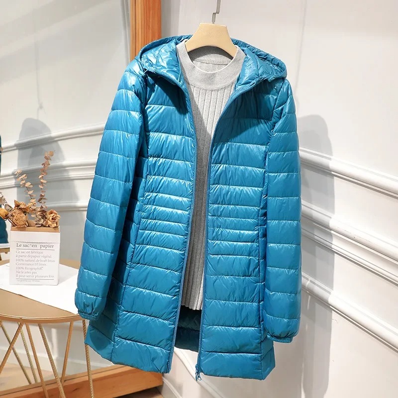 Female Long Down Jacket Light  - Women Bags White ulasan dan harga