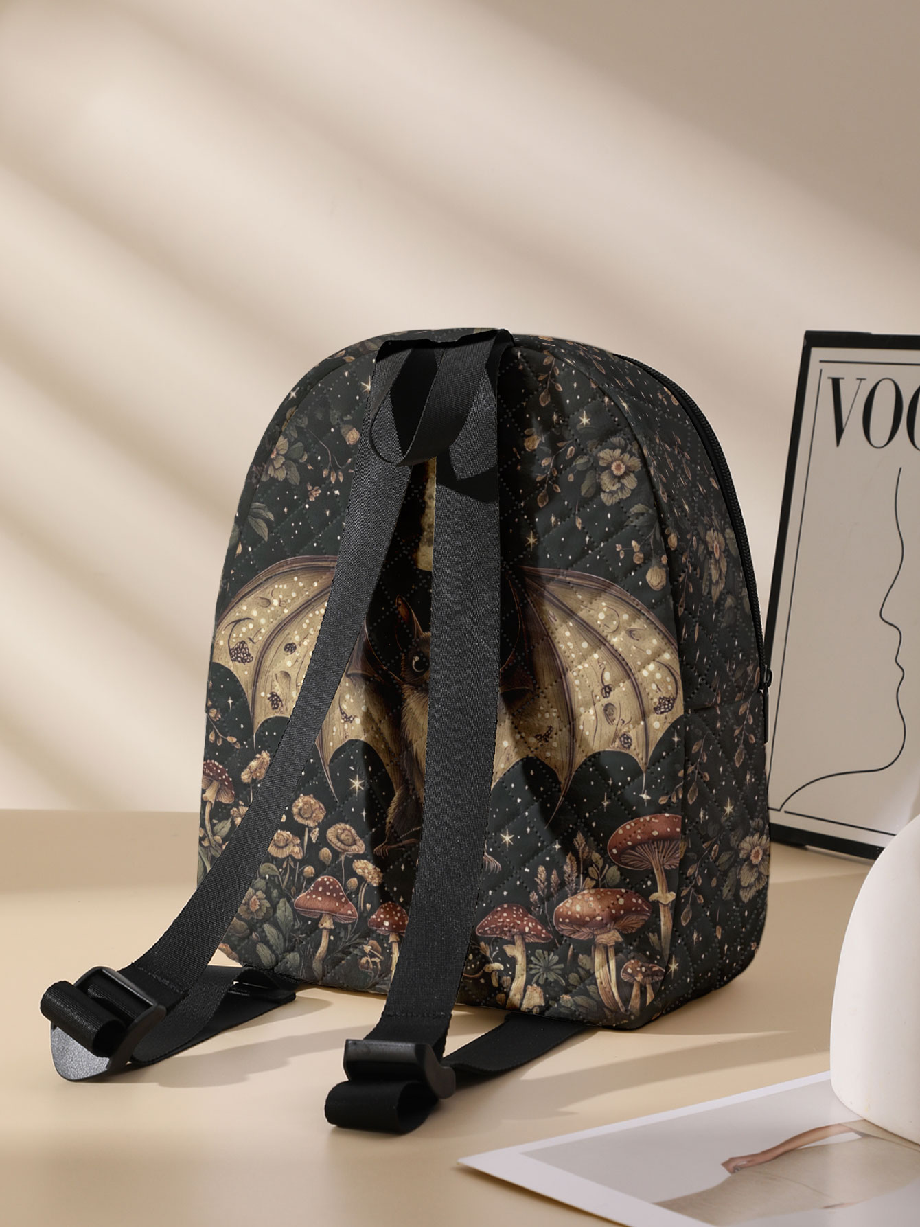 Bat Moon Mushroom Floral Print - Mini Backpack Women ulasan dan harga