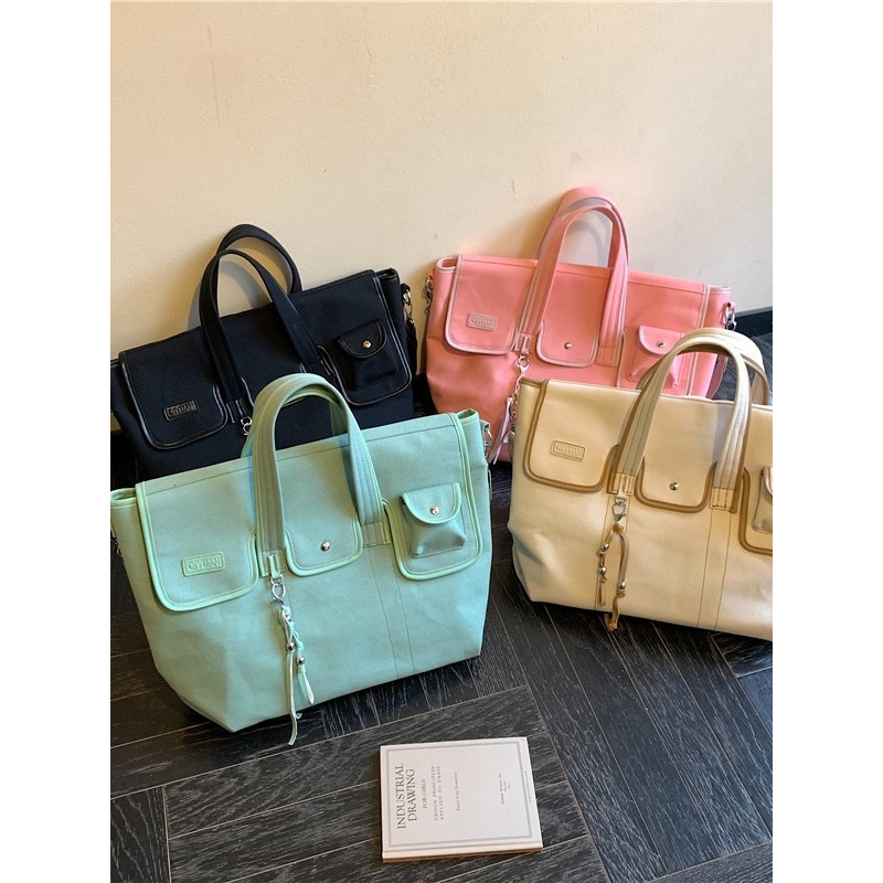 Niche large-capacity canvas ba - Women Bags College ulasan dan harga