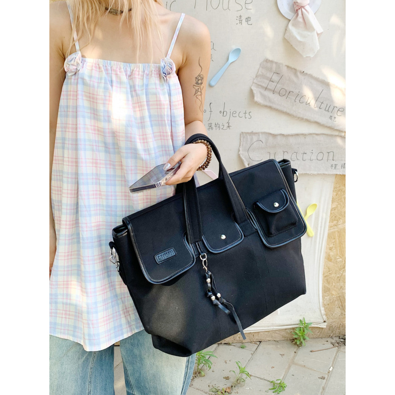 Niche large-capacity canvas ba - Women Bags College ulasan dan harga