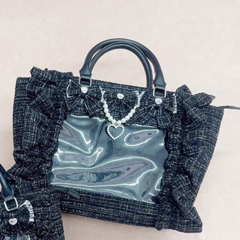 Japanese Ruffled Bow Bead Ita  - Women Bags College ulasan dan harga