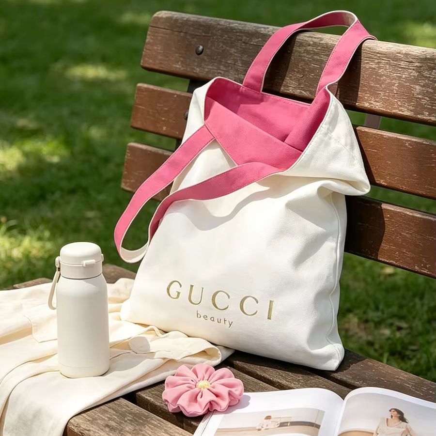 GUCCIs bag Women Canvas Tote B - Women Bags White ulasan dan harga